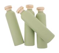 Ipetboom 4pcs Avocado Green Travel Squeeze Bottles Refillable Plastic Toiletry Containers with Flip Caps for Shampoo Lotion Oils Soft PE Material Antislip Grip Compact for Travel Toiletry