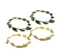 Ipetboom 4pcs Boho Leaf Crown Roman Style Greek Goddess Headband Green Gold Wreath for Bridal Wedding Renaissance Party Cosplay Accessories