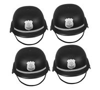Ipetboom 4pcs British Police Helmet for Soft Plastic Bobby Hats for Halloween Cosplay Role Playing Party and Stage Performance Lightweight and Comfortable Police Costume Accessory