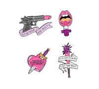 Ipetboom 4Pcs Cartoon Lipstick Brooch for Women Chic Clothing Pins with Feminism Design Stylish Accessories for Party Dressing and Everyday Fashion
