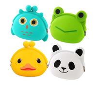 Ipetboom 4Pcs Cartoon Silicone Coin Wallets for Adorable Storage Bags for Coins Earphones Keys More Creative Random Styles Reward for Learning to Save