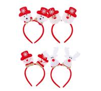 Ipetboom 4pcs Christmas Cartoon Headbands Led Lights for Boys and Girls and Women Cute Santa Snowman Reindeer Accessories for Holiday Parties and Celebrations