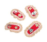 Ipetboom 4pcs Christmas Hairpins Knit Hair Clips for Girls Cute Santa Themed Hair Holders for Holiday Parties for Flower Girls and Woolen Yarn
