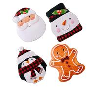 Ipetboom 4Pcs Christmas Tinplate Boxes Set with Snowman, Gingerbread Man, Penguin and Elderly Figures - Small Candy, Biscuit and Treat Storage Containers for Holiday Packaging and Festive