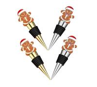 Ipetboom 4pcs Christmas Wine Stopper Metal Wine Saver Stoppers Reusable Leakproof Bottle Caps for Holiday Parties Weddings Festive Table Decoration
