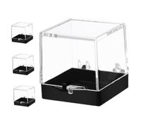 Ipetboom 4pcs Clear Rock Display Boxes with Black Base Plastic Mineral Specimen Containers for Jewelry Samples Multipurpose Collectibles Storage and Labeling Case