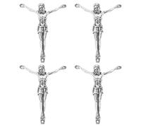Ipetboom 4pcs Cross Design Accessories Religious Cross Charms Vintage Antique Silver Alloy Comfortable to Wear for Men, Festival Collecting Easter
