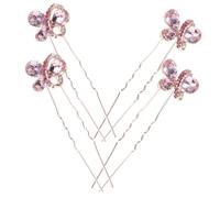 Ipetboom 4pcs Crystal Hairpins u Type Hairpin Rhinestone Inlaid Wedding Bridal for Women Hair Decoration for Bridal Shower