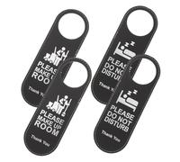 Ipetboom 4pcs Double Sided Hotel Door Hanger Signs Black Elegant Please Makeup Do Not Disturb Privacy Signs for Office Bedroom Status Indicators