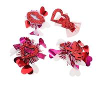 Ipetboom 4pcs Elegant Heart Design Hair Clips Sequins Hearts Headpiece Glitter Ribbon Hair Bows Valentines Day Accessories Bowknot Hairpin