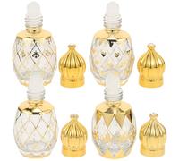 Ipetboom 4pcs Essential Oil Bottle Small Glass Perfume Bottles Alloy Rollerball Refillable for Face Oil Sample