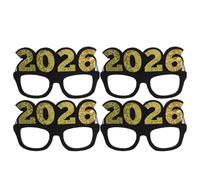 Ipetboom 4pcs Happy New Year Glasses 2026 Glitter Number Shaped Sunglasses Holiday Eyewear Photo Booth Props for NYE Party Favors Supplies