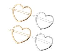 Ipetboom 4Pcs Heart Hair Clips Set for Women Hollow Love Shaped Bobby Pins Hair Jewelry Polished Smooth Surface Secure Hold Without Damage Includes Gold Silver Clips
