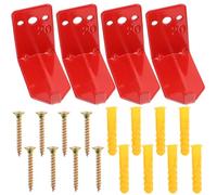 Ipetboom 4pcs Heavy Duty Fire Extinguisher Mount Brackets Metal Wall Hooks Holder with Screws and Anchors for Secure Wall Hanging Red Stylish Design