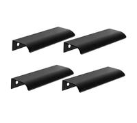 Ipetboom 4pcs Hidden Cabinet Drawer Handles Black Pulls for Kitchen Cupboards Wardrobe Furniture Handles