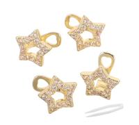 Ipetboom 4pcs Hollow Star Rhinestone Tooth Grill Caps for Men Women Non-permanent Golden Single Mouth Grill Jewelry for Hip Hop Parties and Rapper Costume Accessories