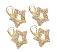 Ipetboom 4pcs Hollow Star Tooth Grill Caps for Men Women Golden Glossy Fake Teeth Jewelry Quick Setup Hip Hop Costume Accessory Shine Mouth Cover for Party and Daily Wear