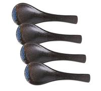 Ipetboom 4pcs Japanese Style Ceramic Soup Spoons Heat Resistant Delicate Tableware for Household Soup Porridge Ramen and Dinner with Ergonomic Handles