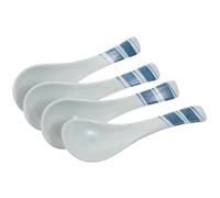Ipetboom 4pcs Japanese Style Ceramic Soup Spoons White Smooth Surface and Comfortable Grip, Classic Asian Kitchen Utensils for Home Dining and Serving Rice Or Soup