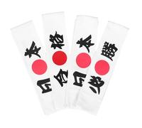 Ipetboom 4pcs Japanese Warriors Hachimaki Headbands with Motivational Kanji Prints Washable Reusable Bandanas for Karate Sports Cooking Team Building and Halloween Costume Accessories