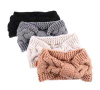 Ipetboom 4pcs Knitted Bow-knot Button Headband Elastic Headbands for Women Warm Ear Covers for Outdoor Activities Includes