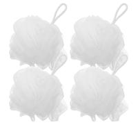 Ipetboom 4pcs Large Soft Mesh Bath Sponge Loofah Balls for Shower Exfoliating Body Wash Scrubber White Bathing Accessories for Men and Women Bathroom Use