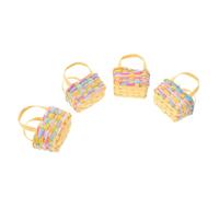 Ipetboom 4Pcs Mini Woven Baskets with Handles, Small Decorative Miniature Storage Bins for Jewelry, Wedding Favors, Craft Supplies, and Dollhouse Accessories, Handwoven Mini Tote Basket Set