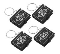 Ipetboom 4pcs Miniature Bible Keychain Set Inspirational Jesus Book Pendant with English Verse Religious Christian Gift for Church Presents and Party Favors