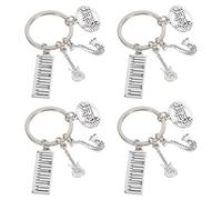 Ipetboom 4pcs Music Keychains for Adults, Mini Metal Key Rings with Piano Guitar Saxophone Music Note Symbols, Musical Themed Party Favors for Karaoke and Dance Festival