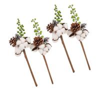 Ipetboom 4pcs Natural Cotton Flower Branches Artificial Dried Cotton Stems for Rustic Farmhouse Decor DIY Vase Floral Picks Autumn Home Table Centerpiece