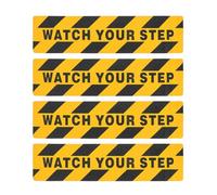 Ipetboom 4pcs Non-slip Abrasive Decal Warning Sign Sticker Pet Material 23.58x5.89x0.04in Water-resistant Weatherproof Slippery Floor Warning Decals for Dangerous Places
