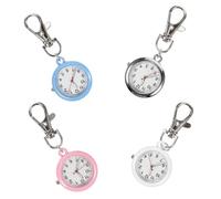 Ipetboom 4pcs Nurse Fob Watches with Glow-in-The-Dark Hands, Metal Keychain Clip-on Portable Nursing Pocket Watches for Women, Large Dial with Seconds for Healthcare Professionals