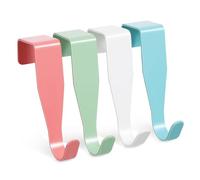 Ipetboom 4pcs Over Door Hooks Carbon Steel Painted Finish Multi Color Space Saving Towel Hangers for Kitchen Bathroom Bedroom Cabinet Door Hangers for Coats Bags Towels