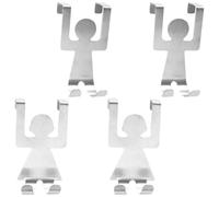 Ipetboom 4pcs Over the Door Hooks Stainless Steel Human Shape Door Hanger for Kitchen Cabinet Clothes Towel Coat Organizer with 2 Male and 2 Female Hooks