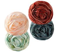 Ipetboom 4pcs Rose-Shaped Bath Loofahs Set with Lanyard, Reusable Exfoliating Body Scrubbers for Women, Soft Shower Accessories in Burgundy, Light Green, Pink, and Navy for Travel and Daily Bathing