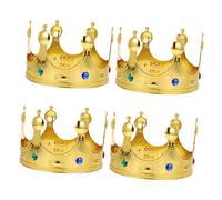 Ipetboom 4pcs Royal Crown Costume Accessories for Kings Princes Durable Gold Birthday Party Crowns Lightweight Cosplay Headpieces for Dress Up Celebrations