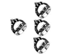 Ipetboom 4pcs Shark Mouth Design Men Finger Ring Cool Fashion Jewelry for Parties Festivals and Daily Wear Unique Decorative Ring for Men for