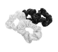 Ipetboom 4pcs Shiny Sequin Hair Scrunchies Elastic Oversize Silver Mermaid Scrunchies Stretchy Ponytail Holders for Girls Birthday Christmas Party Accessories