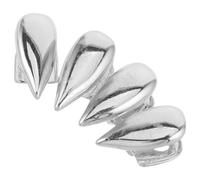 Ipetboom 4Pcs Silver Metal Vampire Fang Tooth Caps Hollow Pointed for Costume, Hip Hop Teeth Jewelry, Party and Halloween Use