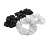 Ipetboom 4pcs Sparkly Sequin Hair Scrunchies Metallic Elastic Hair Ties Glitter Ponytail Holders for Christmas Dance Parties