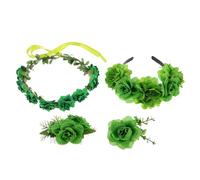 Ipetboom 4pcs St Patrick's Day Floral Hair Comb and Clip Green Fabric St Patrick's Day Accessories for Party Styling and Patrick's Celebrations