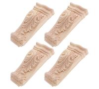 Ipetboom 4Pcs Unpainted Hand-Carved European Wood Corbel Wall Decor, 5.5X12Cm Antique Style Wood Carved Brackets for Columns, Shelves, and Cabinet Corner Accents