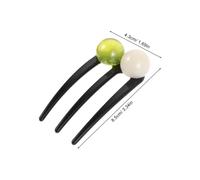 Ipetboom 4pcs Vintage U Shaped Chignon Pins with Green White Black Beads Three Prong Hair Forks for Secure Bun Styling Asian Hair Accessories for Women