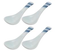 Ipetboom 4pcs White Ceramic Soup Spoons Smooth Surface and Non Stick Finish, Japanese Style Classic Asian Kitchenware for Home and Restaurant Use