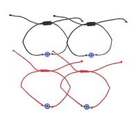Ipetboom 4Pcs Woven Evil Eye Bracelet Set Adjustable Fashion Braided Jewelry for Women Men Retro Blue Eye Design for Valentine Day Special Occasions