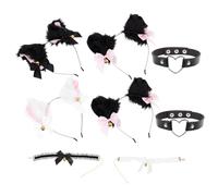 Ipetboom 4sets Cat Ear Hairbands Collars Adorable Cosplay Accessories for Halloween and Unique Headbands for Women and Girls Complete Costume