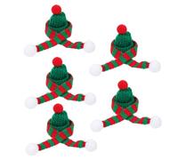 Ipetboom 5 Sets Christmas Mini Woolen Yarn Hat and Scarf for Wine Bottle Decorations Festive Xmas Ornaments for Party Utensil Holder Compact and Lightweight Holiday Decor