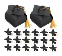 Ipetboom 50pcs Graduation Candy Boxes Doctoral Cap Treat Holders Lightweight Party Favor Containers DIY Black Bachelor Hat Design for Graduation Decorations and Sweet Receptions