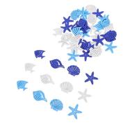 Ipetboom 50pcs Nautical Wooden Ocean Cutouts DIY Craft Kit with Sea Star Fish Shell Snail Shapes for Wall Art and Beach Decor Mixed Small Mediterranean Style Ornaments for Handmade