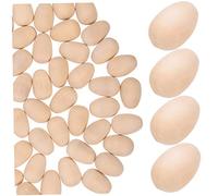 Ipetboom 50pcs Wooden Easter Eggs for Crafts Unfinished Smooth Fake Chicken Eggs High Density Blank Wood DIY Ornaments for Painting Easter Basket Filling and Party Decorations